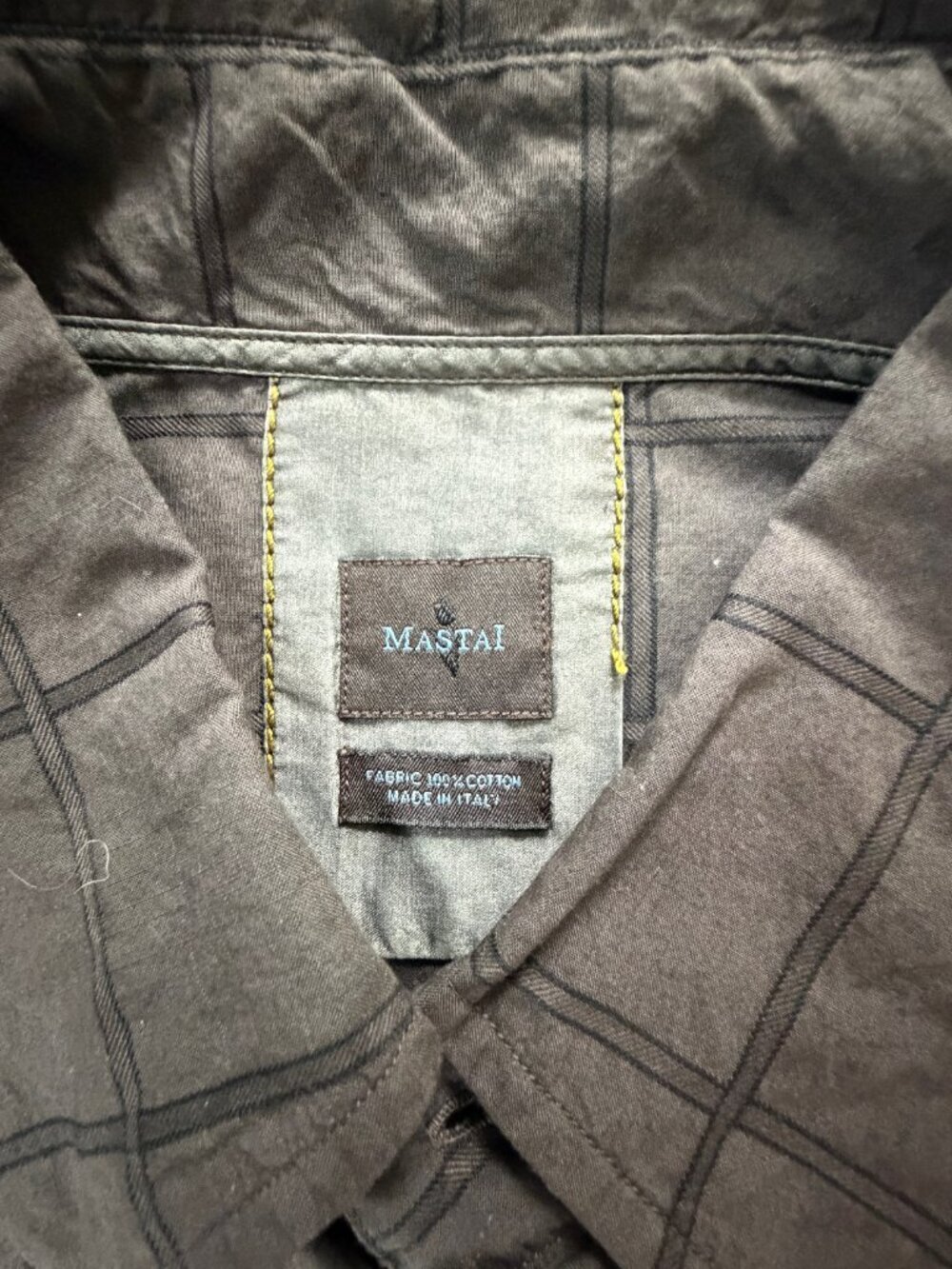 Mastai Ferretti Italian Luxury Shirt - Men's Size 17 1/2/44 - Brown Plaid - VGUC - Picture 5 of 11